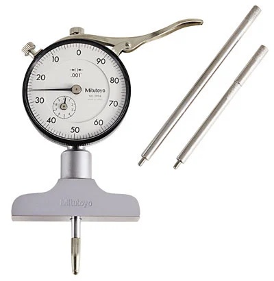 Picture of Mitutoyo 7218S 0-8 In, 1 In Stroke, .001 In Dial Depth Gage, With 4 In Base, 4pc (.5 In 1 In, 2 In, 4 In)