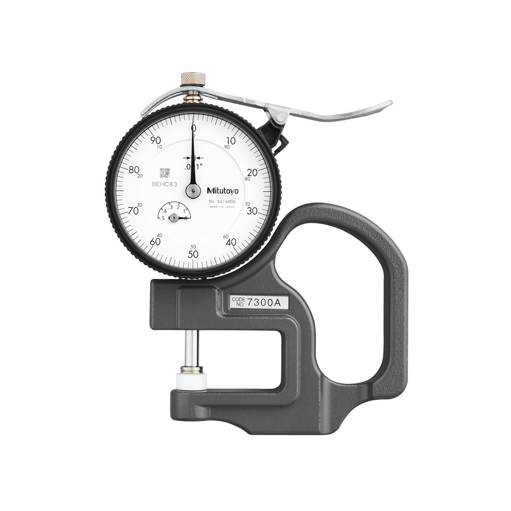 Picture of Mitutoyo 7301 Dial Thickness Gage, Ceramic Spindle/ Anvil, 0-10mm, 0.01mm