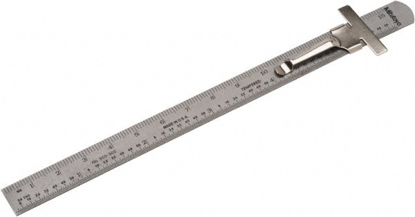 Picture of Mitutoyo 950-300 6 In, 150mm, Pocket Steel Rule, 1/2 In Wide , Pocket Clip, (1/64,1mm)