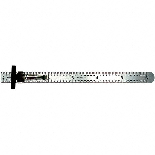 Picture of Mitutoyo 950-301 6 In, Pocket Steel Rule, 1/2 In Wide , Pocket Clip, (1/32, 1/64)