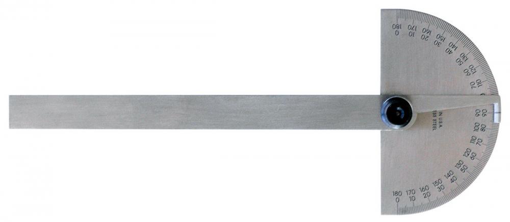 Picture of Mitutoyo 968-202 Semi-Circle Base Protractor With 1 Degree Graduations (0-180/180-0)