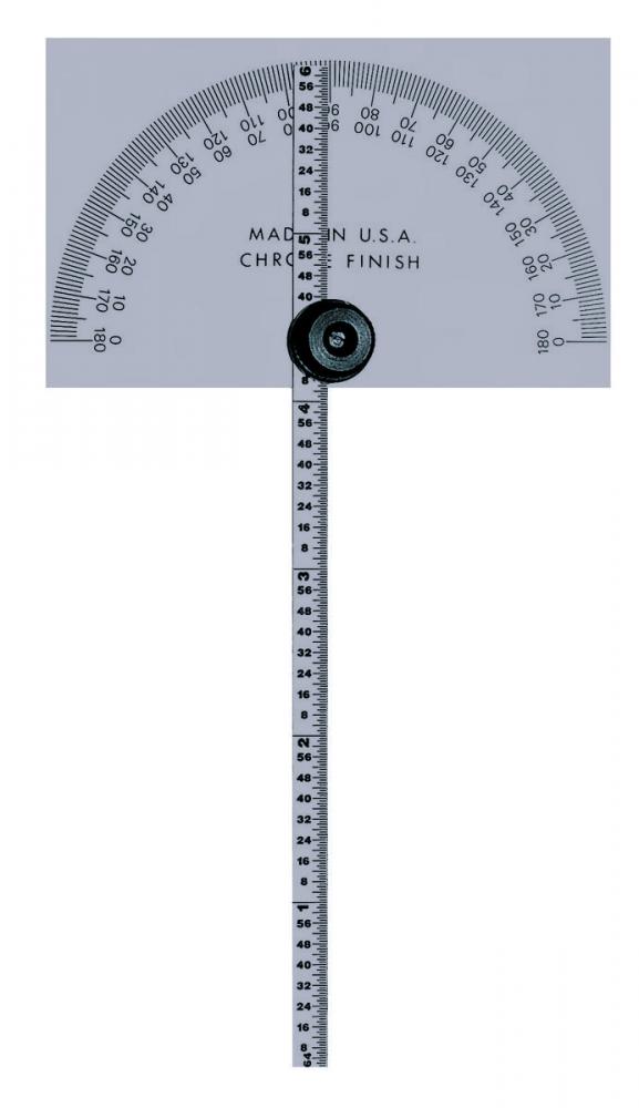 Picture of Mitutoyo 968-203 Rectangular Base Protractor, 6 In Arm With Graduation Rule, With 1 Degree Graduations (0-180/180-0)