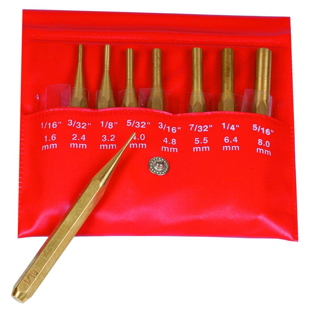 Picture of Mitutoyo 985-120 4 In Drive Pin Punch Set, Brass, 8 Pieces (1/16, 3/32, 1/8, 5/32, 3/16, 7/32, 1/4, 5/16)