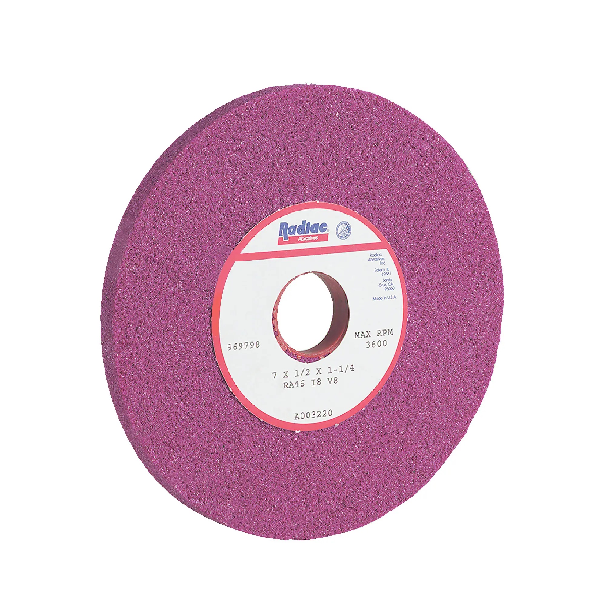 Picture of Radiac 8 X 1/2 X 1 1/4 Wra46 H8 V8 Grinding Surface Grinding Wheel