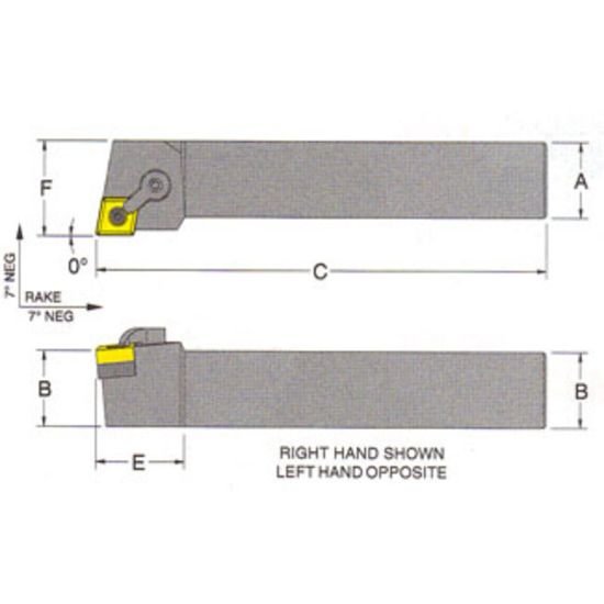 Picture of RMC MCGNR-24-5DTurning Stick Tool 80.0° Insert Square 1.500 6.000 Oal Right Hand
