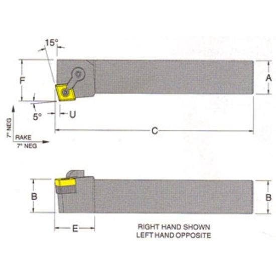 Picture of RMC MCKNR-16-6DTurning Stick Tool 80.0° Insert Square 1.000 6.000 Oal Right Hand