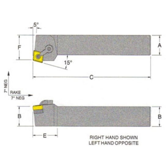 Picture of RMC MCRNR-16-6DTurning Stick Tool 80.0° Insert Square 1.000 6.000 Oal Right Hand