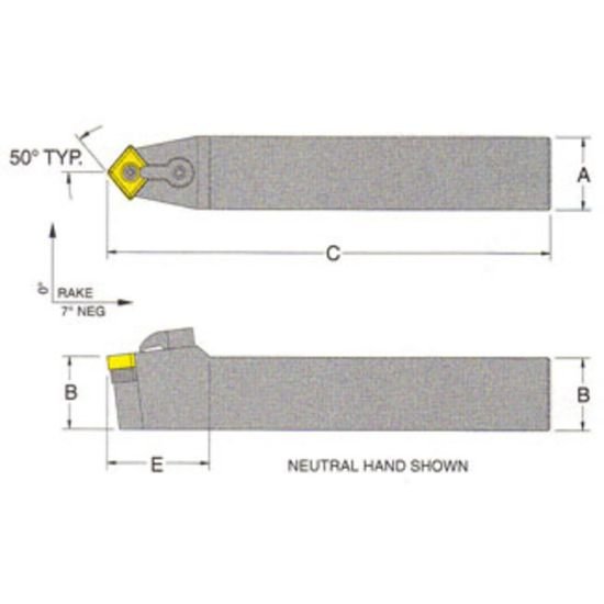 Picture of RMC MCYNN-20-6DTurning Stick Tool 80.0° Insert Square 1.250 6.000 Oal Left Hand