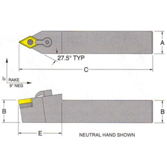 Picture of RMC MDPNN-16-5DTurning Stick Tool 55.0° Insert Square 1.000 6.000 Oal Left Hand