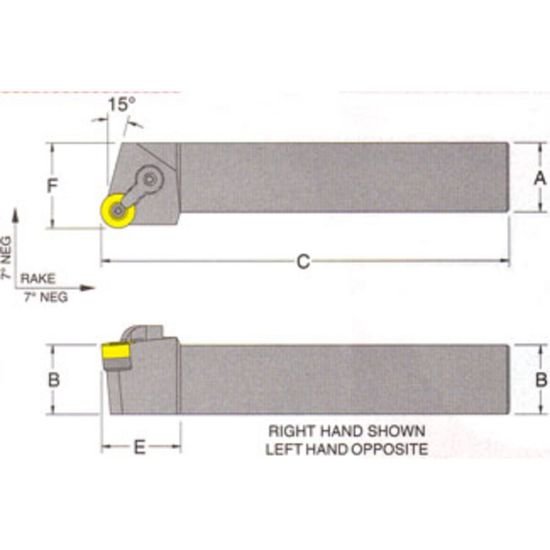 Picture of RMC MRGNR-16-6DTurning Stick Tool Round Insert Square 1.000 6.000 Oal Right Hand