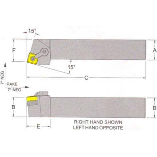 Picture of RMC MSRNL-20-6DTurning Stick Tool Square Insert Square 1.250 6.000 Oal Left Hand
