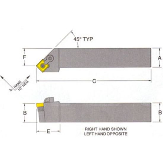 Picture of RMC MSSNR-20-6DTurning Stick Tool Square Insert Square 1.250 6.000 Oal Right Hand