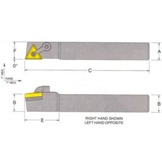 Picture of RMC MTANR-12-3DTurning Stick Tool Triangle Insert Square 0.750 5.000 Oal Right Hand