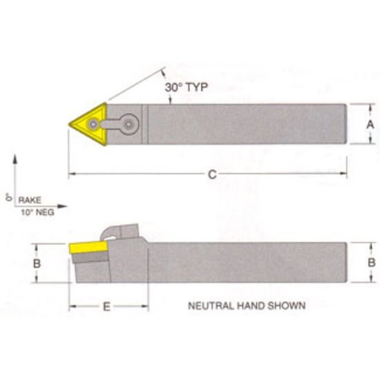 Picture of RMC MTENN-16-4DTurning Stick Tool Triangle Insert Square 1.000 6.000 Oal Left Hand