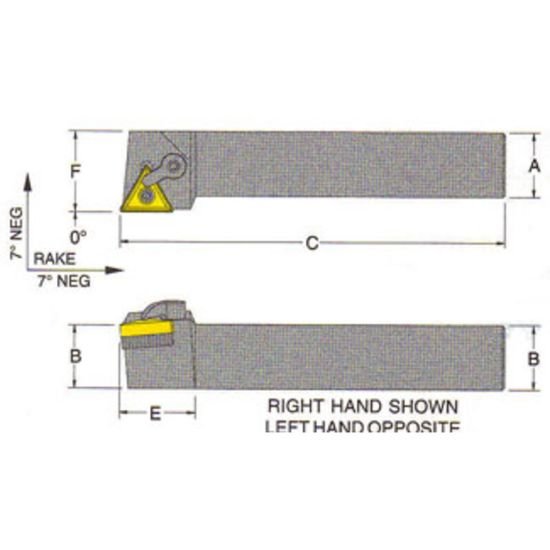 Picture of RMC MTGNL-24-4DTurning Stick Tool Triangle Insert Square 1.500 6.000 Oal Left Hand