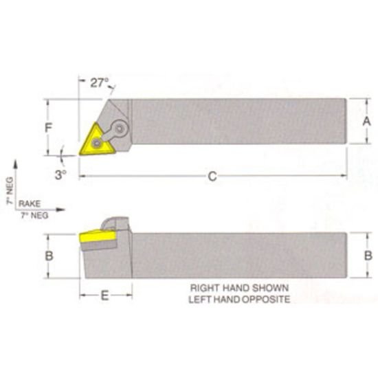 Picture of RMC MTJNR-16-5DTurning Stick Tool Triangle Insert Square 1.000 6.000 Oal Right Hand