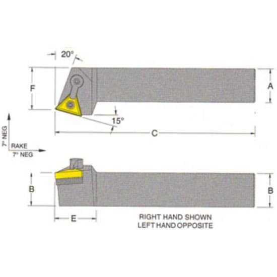 Picture of RMC MTRNL-16-5DTurning Stick Tool Triangle Insert Square 1.000 6.000 Oal Left Hand