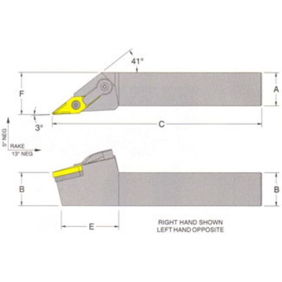 Picture of RMC MVJNL-12-3BTurning Stick Tool 35.0° Insert Square 0.750 5.000 Oal Left Hand