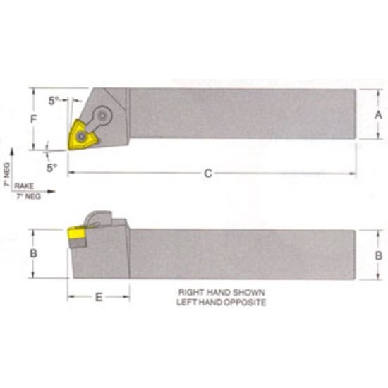 Picture of RMC MWLNL-20-4DTurning Stick Tool Trigon Insert Square 1.250 6.000 Oal Left Hand