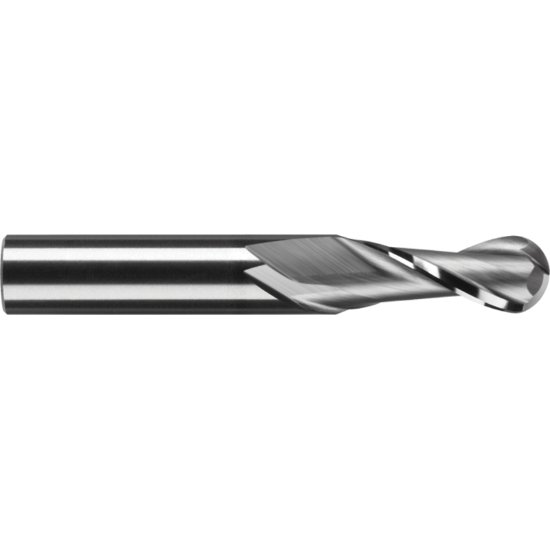 Picture of RobbJack B-203-09-C Dia 9/32 SH 0.3125 LOC 0.7500 OAL2.50 End Mill Standard Flute Standard Helix Carbide TiCN Single End Ball NoseBall