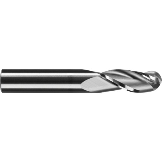Picture of RobbJack B-333-16 Dia 1/2 SH 0.50 LOC 1.00 OAL3.00 End Mill Standard Flute Standard Helix Carbide Uncoated Single End Ball NoseBall