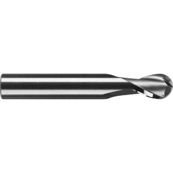 Picture of RobbJack MSB-201-08-C Dia 8mm SH 0.3150 LOC 0.4724 OAL2.2835 End Mill Standard Flute Standard Helix Carbide TiCN Single End Ball NoseBall