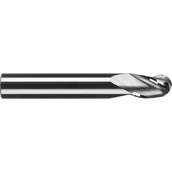 Picture of RobbJack MSB-301-02-C Dia 2mm SH 0.1181 LOC 0.1969 OAL1.4961 End Mill Standard Flute Standard Helix Carbide TiCN Single End Ball NoseBall