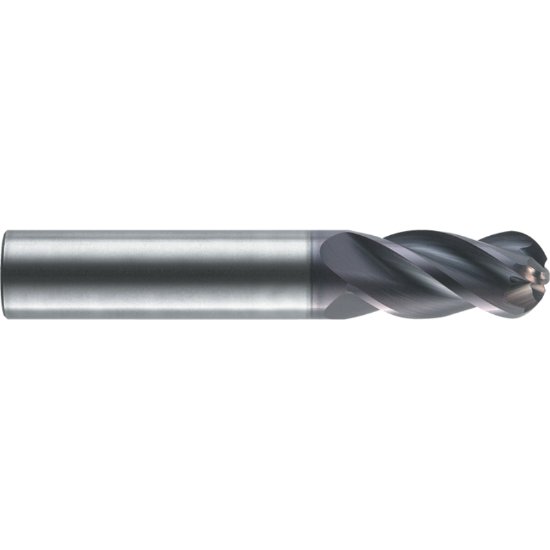 Picture of RobbJack XG-402-12-BN Dia 3/8 SH 0.3750 LOC 0.8750 OAL2.50 End Mill Standard Flute Variable Helix Carbide Uncoated Single End Ball NoseBall