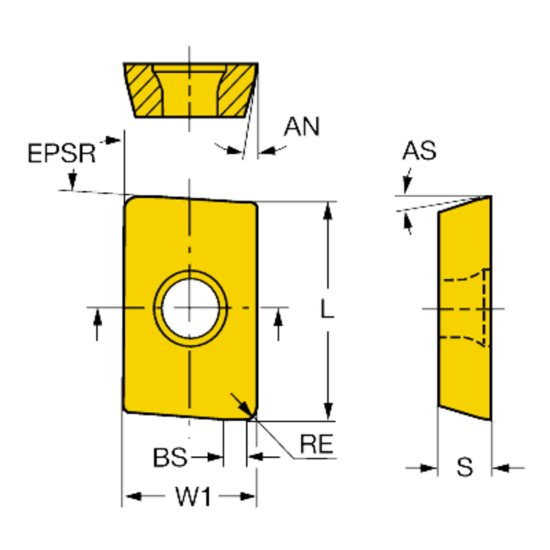Show details for Sandvik R215.44-15T324M-WL 4030 U-Max Insert; Face and Plunge and Longedge Milling Picture of Sandvik R215.44-15T324M-WL 4030 U-Max Insert; Face and Plunge and Longedge Milling