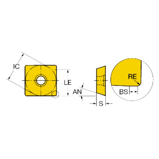Picture of Sandvik R290-12T308M-Powder Metal 530 CoroMill 290 Insert; 90 degree shoulder Milling