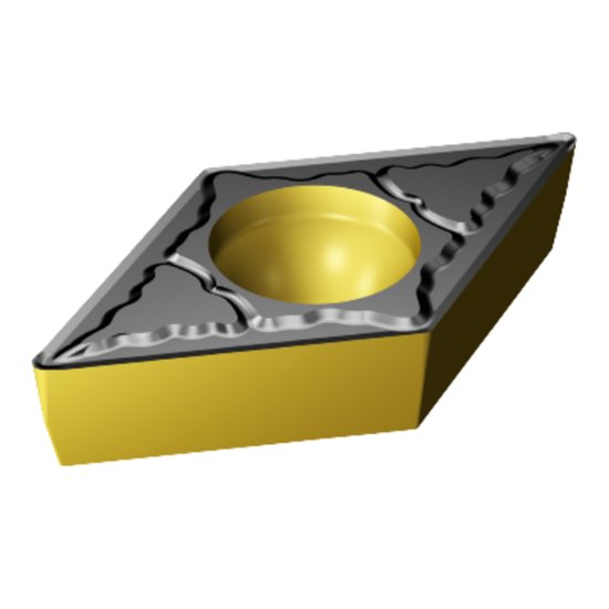 Picture of DCMT 3(2.5)1-PM 4425 Sandvik DCMT11T304-PM 4425 55.0° Positive Carbide 0.0160 0.41mm Radius Medium, Semi Finishing