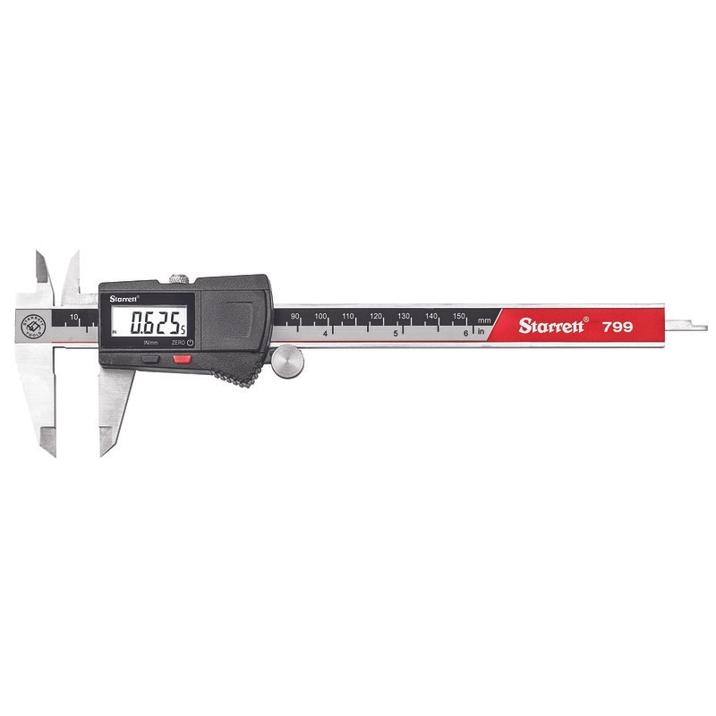 Picture of Starrett EC799B-6/150 Electronic Slide Caliper, Stainless Steel, SPC Output, 0-6"/0-150mm Range with SLC