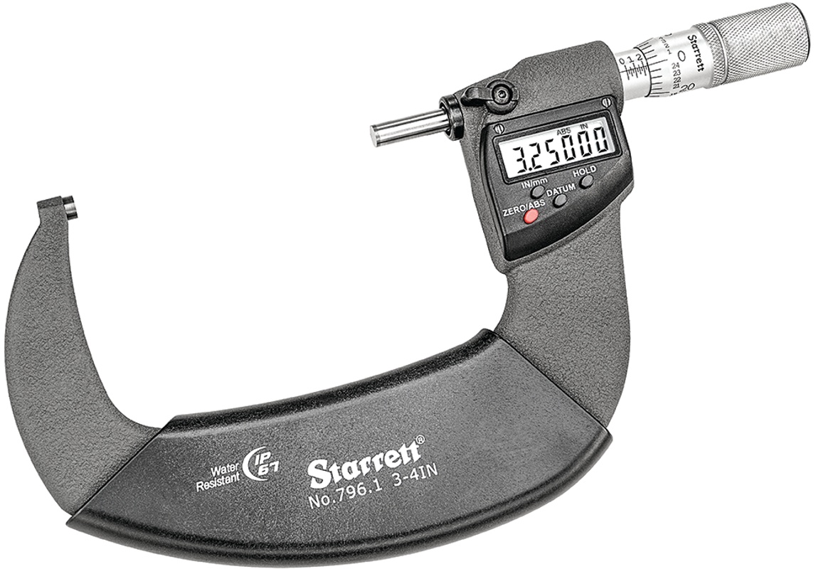 Picture of Starrett S3732Bxflz Ip67 Outside Micrometer, Friction Thimble, Carbide Anvil, .00005" Res., 3-4" Range