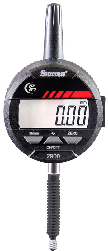 Picture of Starrett 2900-1-1 Digital Indicator, IP67 Protection, SPC Output, 1"/25mm Range, .0005"/0.01mm Res., 3/8" Stem