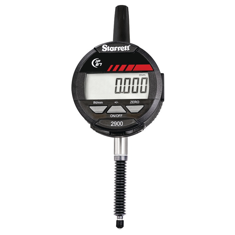 Picture of Starrett 2900-3M-25 Digital Indicator, IP67 Protection, SPC Output, 25mm/1" Range, 0.01mm/.0005" Res., 8mm Stem
