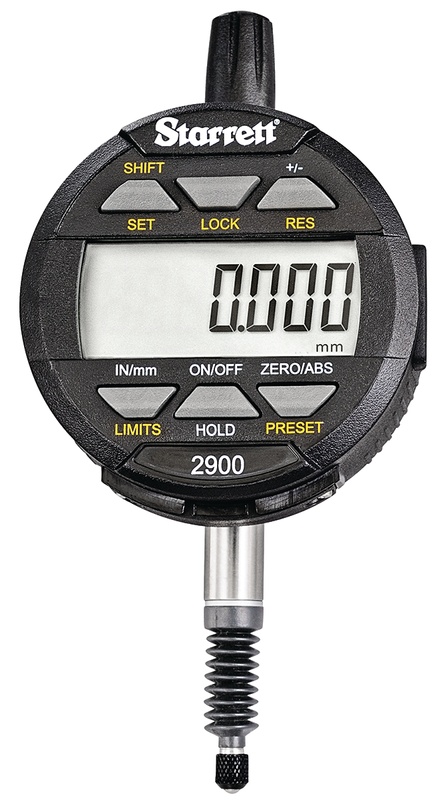 Picture of Starrett 2900-4M Digital Indicator, IP67 Protection, SPC Output, 12mm/.5" Range, 0.01mm/0.001mm/.0005"/.0001"/.00005" Res.