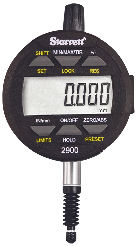 Picture of Starrett 2900-6ME Digital Indicator, IP67 Protection, SPC Output, 25mm/1" Range, 0.01mm/0.001mm/.0005"/.0001"/.00005" Res.