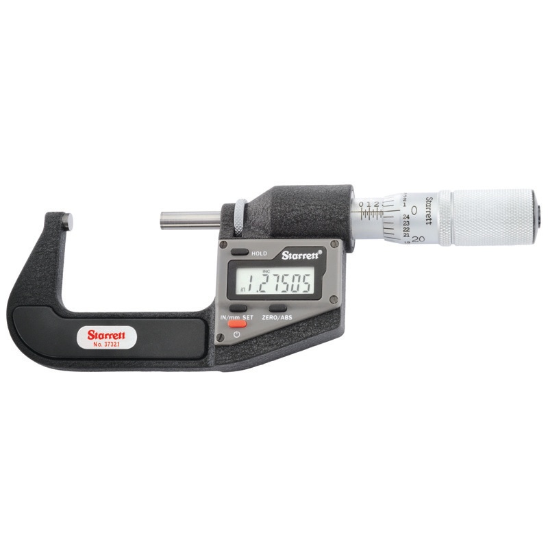 Picture of Starrett 796.1Mxrl-50 Lcd Outside Micrometer, Friction Thimble, Carbide Anvil, .00005" Res., 1-2" Range