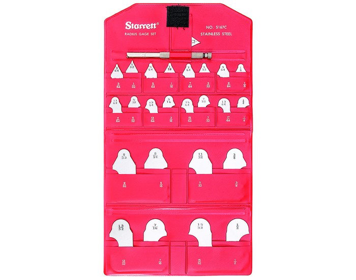 Picture of Starrett S167Chz Radius Gage Set,1/64"-17/64" & 9/32"-1/2", With Holder