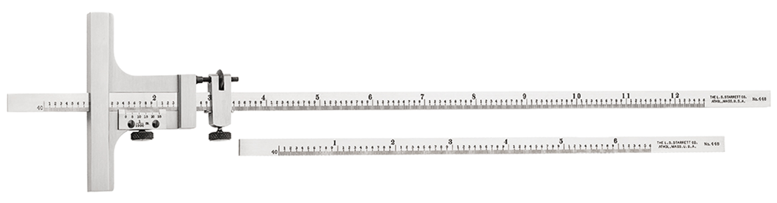 Picture of Starrett 448Z-612 Vernier Depth Gage 0-12", (1) 6" & (1) 12" Blade