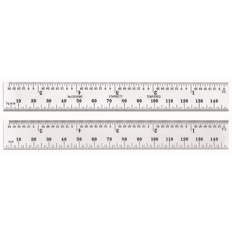 Picture of Starrett C636ME-150 Steel Rule, Spring-Tempered, 150mm, #36 Grads