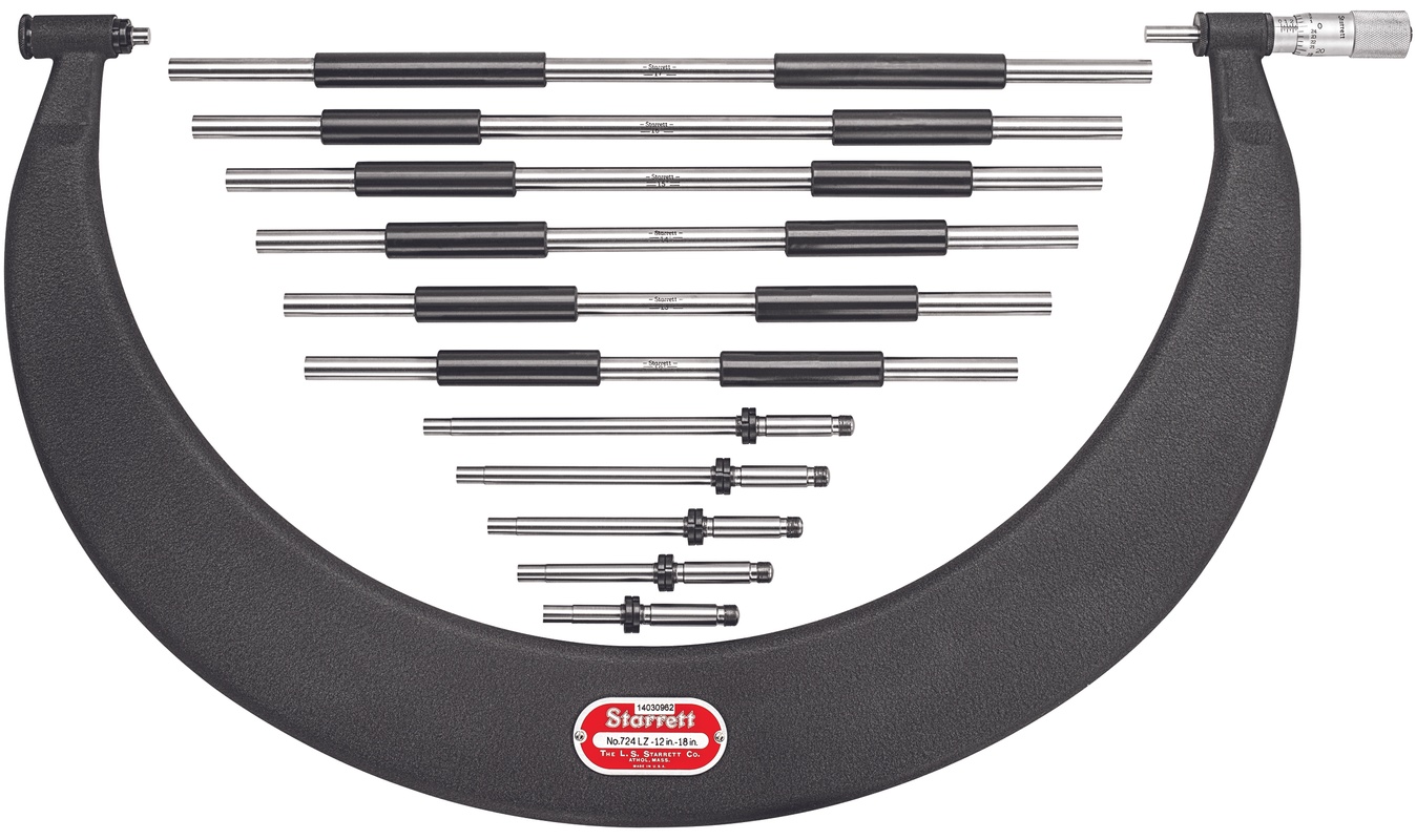 Picture of Starrett 724Lz-18 Tubular Bow Type Micrometer, 12-18"