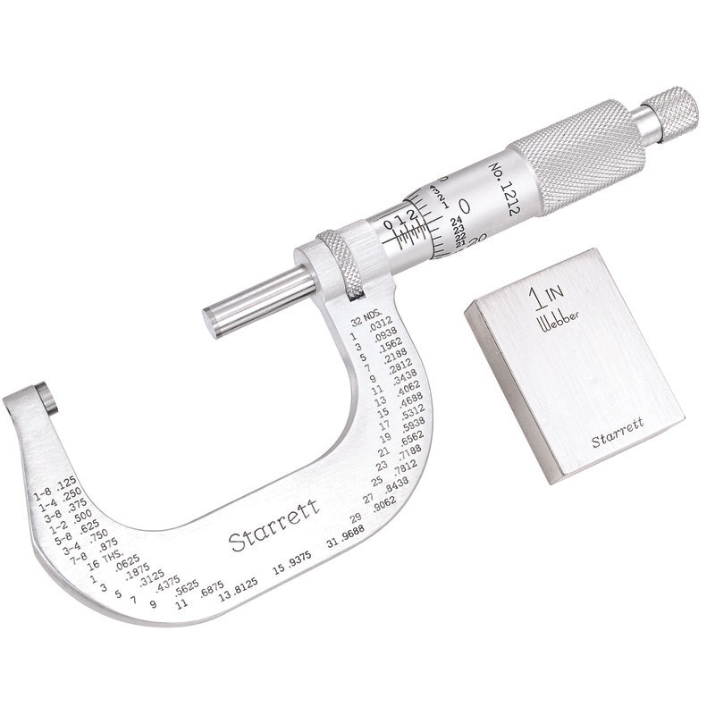 Picture of Starrett T1212Xrl Outside Micrometer, Stainless, 1-2"