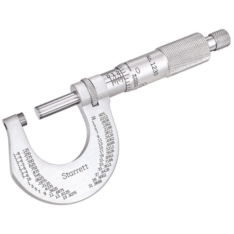Picture of Starrett T1230Xrl Outside Micrometer, Stainless, 0-1"