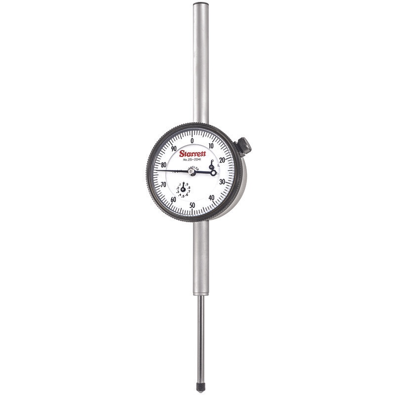 Picture of Starrett 25-2041J Dial Indicator, 0-2.000" Range, 0-100 Continuous Dial, .001" Grads, 0.100" Range Per Rev, .375" Stem