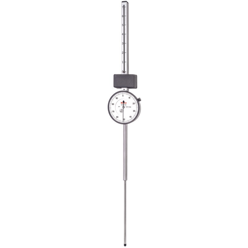 Picture of Starrett 656-7041J Dial Indicator, 0- 7.000" Range, 0-100, .001" Grads, .100" Range Per Rev, .375" Stem Diameter