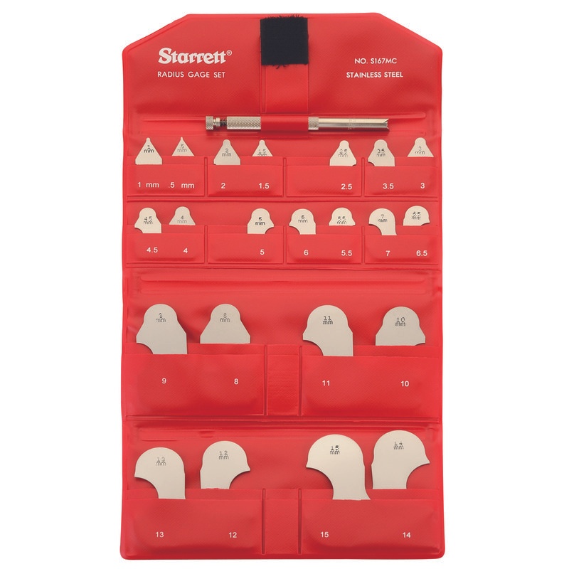 Picture of Starrett S167Mchz Metric Radius Gage Set, .5-7mm & 8-15mm, With Holder