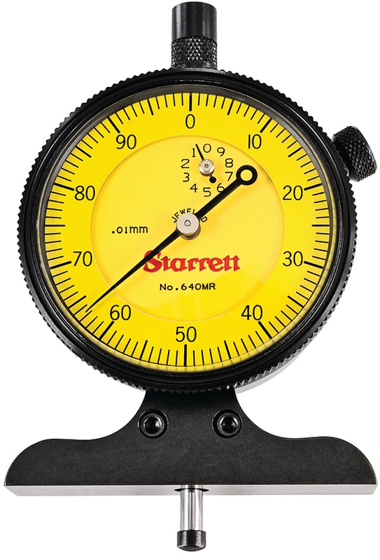 Picture of Starrett 640MRJZ Dial Depth Gage, 0-10mm Range, 0.01mm GRAD