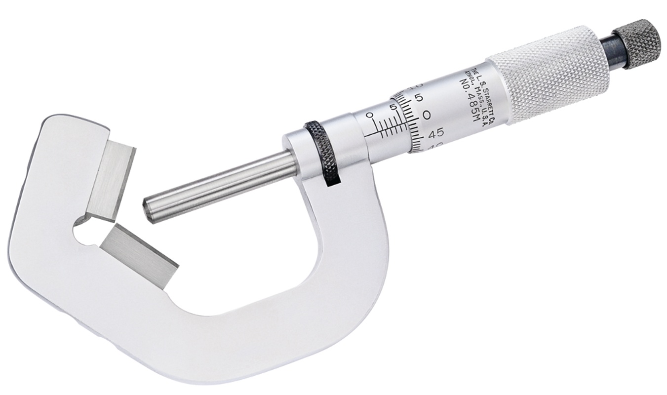 Picture of Starrett 485Mxrl Micrometer Anvil V-Anvil Micrometer, 2-25mm, 0.01mm Grad