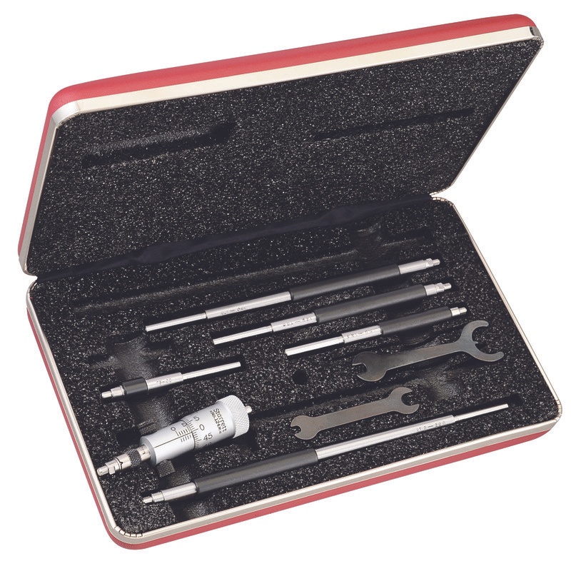 Picture of Starrett 124Maz Solid -Rod Inside Micrometer Set With Case, 50-200mm Range, 0.01mm